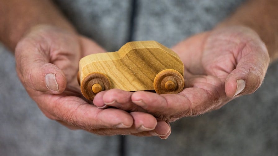 Toy wooden car for Operation Christmas Child