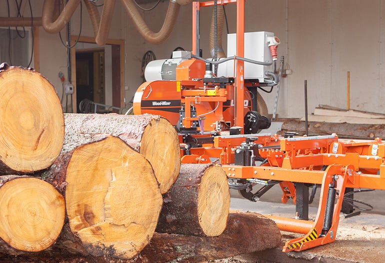 Wood-Mizer LT40 sawmill at MasterParkett workshop
